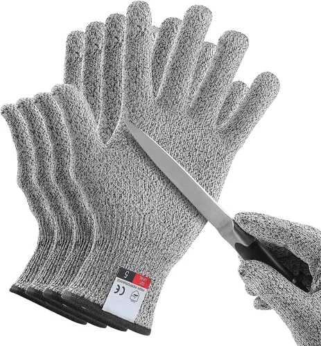 Vista 9 de Guantes resistentes a cortes, protección de manos de grado alimenticio nivel 5, guantes de corte de cocina (XS)
