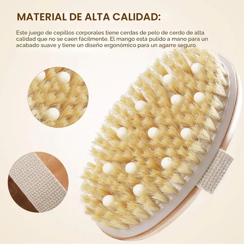 Vista 3 de DEBETOOL Dry Brush Set with 3 Detachable Heads, Natural Boar Bristle
