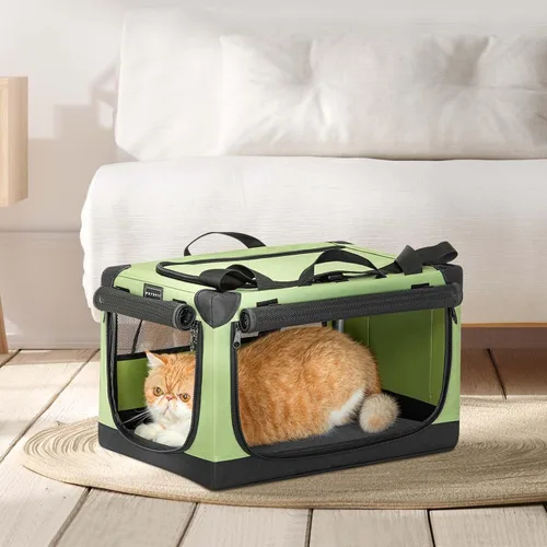 Vista 8 de Petsfit Jaula para gatos – 20 pulgadas ligera, fácil de instalar, resistente jaula portátil para perros, marco ajustable con 3 puertas de malla Verde