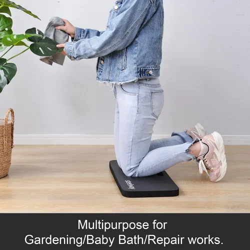 Vista 4 de Rodilleras de yoga, extra gruesas y suaves, rodilleras largas para jardinería, ejercicio, fitness, baño de bebé, yoga-negro