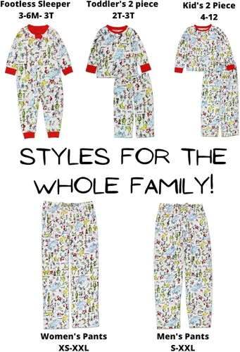 Vista 3 de Dr. Seuss Grinch Cat in The Hat - Pijama sin pies para niños pequeños, Multi