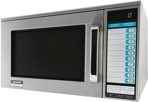 Vista 5 de Sharp Horno microondas comercial R25JTF, 2100W, resistente, 0.70 pies cúbicos de acero inoxidable, 20 entradas de programa, cocción en 3 etapas