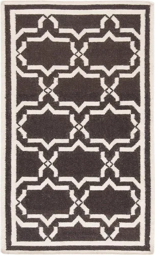 Vista 33 de SAFAVIEH Dhurries Collection DHU545A - Alfombra decorativa de lana de alta calidad hecha a mano de 2 x 3 pies, color chocolate y marfil