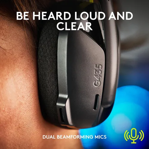 Vista 5 de Logitech G 435 Lightspeed & Bluetooth - Auriculares inalámbricos para juegos, ligeros sobre la oreja, micrófonos integrados, batería de 18 horas