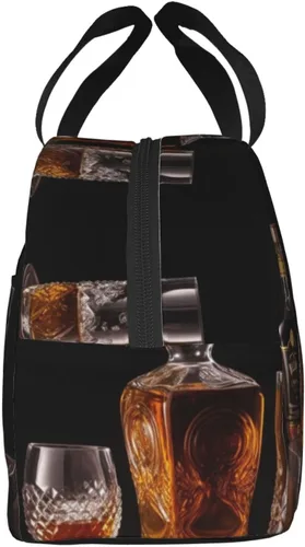 Vista 4 de Whisky cerveza imágenes impresión bolsa de almuerzo portátil aislado reutilizable bolsa de almuerzo caja de almuerzo para el trabajo camping viaje