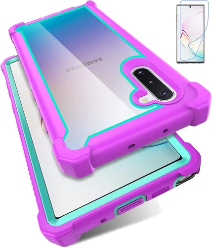 Vista 10 de Funda para Samsung Galaxy Note 10 con protector de pantalla, cuerpo completo, híbrido, de doble capa, a prueba de golpes, acrílico, funda trasera