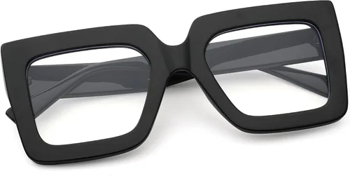 Vista 3 de Pro Acme Gafas de bloqueo de luz azul, marcos cuadrados grandes, anteojos falsos para mujer