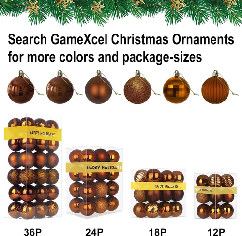 Vista 7 de Esferas pequeñas de bronce de 1.6 pulgadas para decoración del árbol de Navidad, adornos inastillables para cumpleaños, Halloween, vacaciones, boda