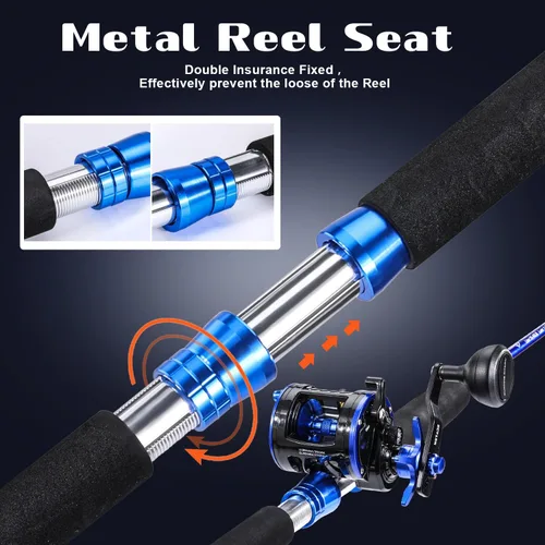 Vista 5 de Sougayilang Caña de pescar para bagre, 2 piezas de caña de pescar portátil de viaje MH/H/EH Power Caña de pesca de gato para spinning y casting