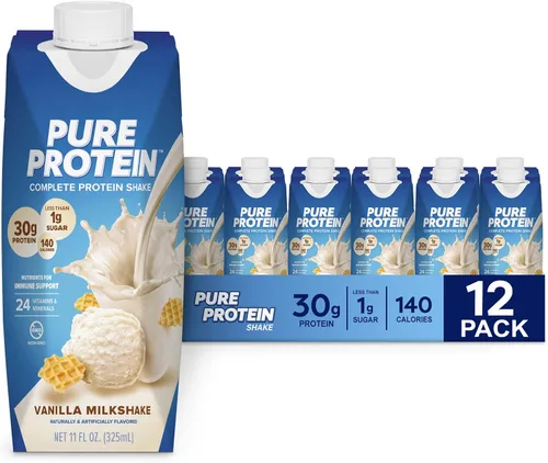 Vista 2 de Pure Protein Batido de proteína de vainilla, 1.06 oz de proteína completa y barras, alto contenido de proteínas, aperitivos nutritivos para apoyar