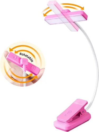 Vista 14 de VAVOFO Luz de Libro Recargable Giratoria: 24 LEDs Luz de Lectura, 3 Colores y 9 Niveles de Brillo Lámpara de Libro, Cuidado de Ojos 120 Horas