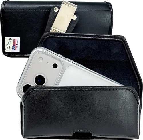 Vista 10 de Turtleback Soporte para cinturón para iPhone 17 Pro y 17Air, pequeño se adapta con fundas delgadas MagSafe o TechWave, funda horizontal de cuero