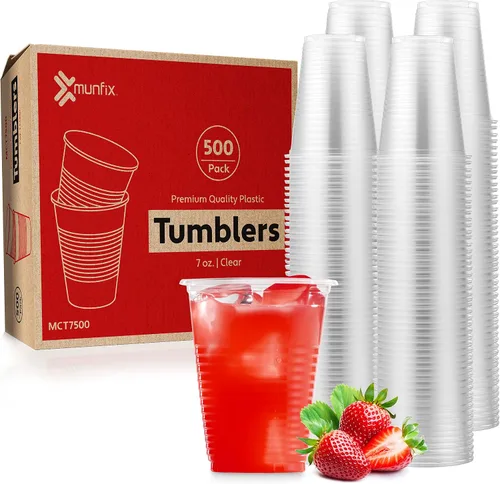 Vista 4 de Munfix Paquete de 500 vasos de plástico transparente de 7 onzas, vasos desechables para fiestas, vasos de plástico transparente a granel