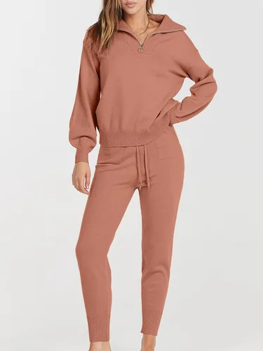 Vista 2 de ANRABESS Conjunto de dos piezas para mujer, suéter de manga larga y pantalones con cordón