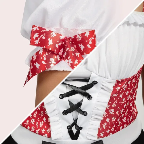 Vista 4 de Spooktacular Creations - Conjunto de disfraz de Oktoberfest alemán para mujer, vestido de niña de cerveza alemana negro y rojo y medias altas