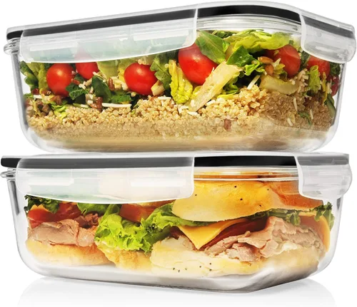 Vista 8 de Razab 4 recipientes grandes de vidrio para almacenar alimentos de 62.9 fl oz / 63 onzas / 8 tazas con tapas, recipientes de vidrio para preparar