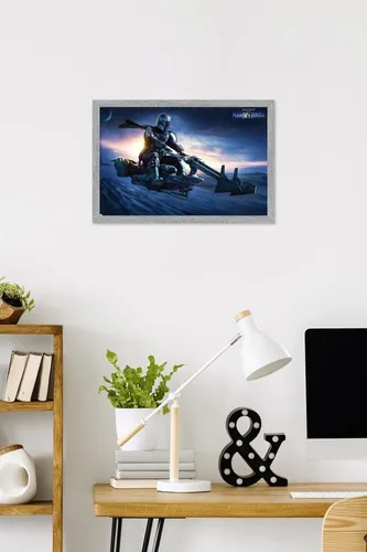 Vista 43 de Star Wars: The Mandalorian - Póster de pared Grogu Sunset Speeder, 34 pulgadas de largo x 22.4 W, versión premium sin marco