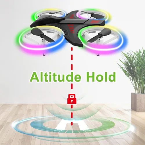 Vista 4 de Dwi Dowellin Mini Dron de 4.9 Pulgadas para Niños a Prueba de Choques Luces LED Despegue y Aterrizaje con Una Tecla Volteretas RC Control Remoto