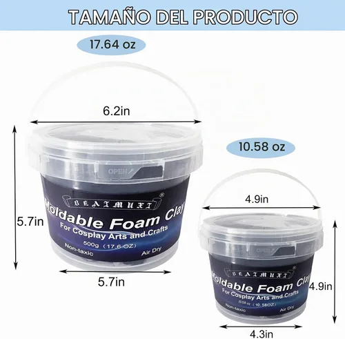 Vista 7 de Arcilla de Espuma para Cosplay Moldeable, Arcilla de Espuma Seca al Aire para Manualidades 500g (17.64 oz) Negro, Espuma Ligera para Esculpir