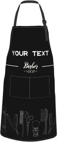 Vista 5 de Delantal de barbería personalizado para hombres, delantal de peluquería personalizado con bolsillos, delantal ajustable personalizado para peluquería