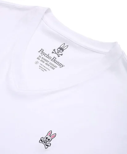 Vista 4 de Psycho Bunny - Camiseta de manga corta con cuello en V para hombre ajuste regular color blanco Blanco XXL