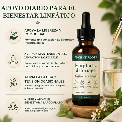 Vista 3 de Ancient Roots Gotas de drenaje linfático – Extracto líquido de hierbas para aliviar la hinchazón, apoyo desinflado y bienestar linfático – Fórmula