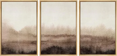 Vista 88 de SIGNWIN Lienzo enmarcado para pared, juego de arte tranquilo con reflejo de lago, acuarela, montaña y agua, ilustraciones modernas, arte abstracto