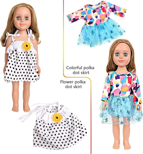Vista 4 de MSYO 10 piezas de ropa de muñeca, ropa de muñeca de 18 pulgadas, ropa de muñeca de bebé, para muñecas de 16 a 18 pulgadas, vestidos florales