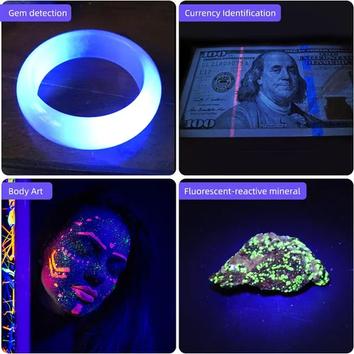 Vista 7 de DARKBEAM Linterna UV de 365 nm, Lámpara de Wood recargable por USB, portátil, luz negra, LED, luz ultravioleta, mini, detector para orina