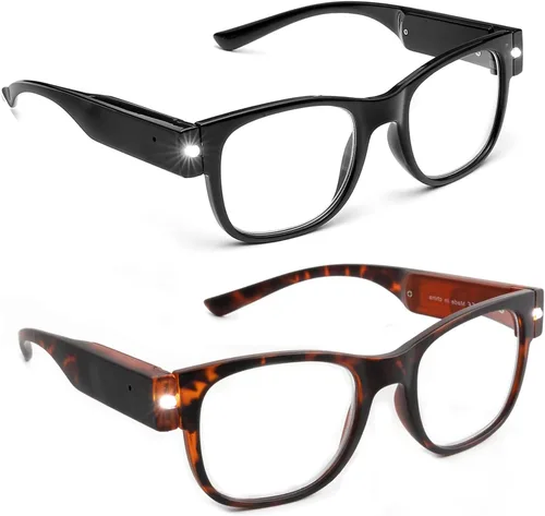 Vista 6 de OKH Gafas de lectura recargables iluminadas, gafas LED de visión clara, manos libres, con lectores de luz azul