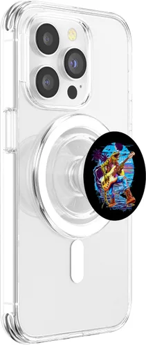 Vista 3 de Retro 80s 90's Streetwear rocker lizard bass guitar player PopSockets MagSafe PopGrip for iPhone