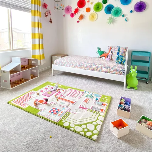 Vista 5 de IVI - Alfombra de juego 3D para usar como casa de muñecas, no tóxica, resistente a las manchas, juguetes educativos Montessori para niños, mediana