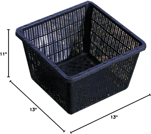 Vista 7 de Cesta cuadrada para plantas de malla de plástico Koi Pond, 13 pulgadas