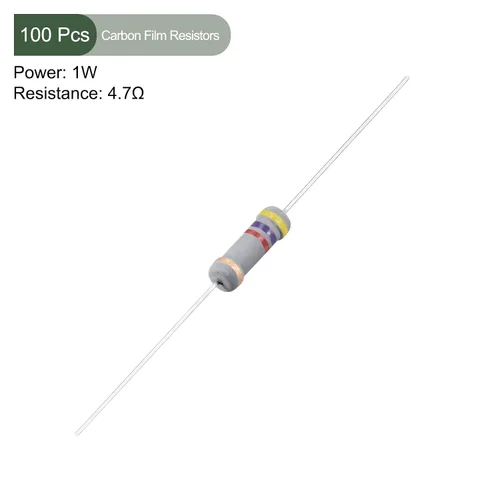 Vista 2 de YOKIVE 100 resistencias de película de carbono, resistencia de tolerancias de 1 W, 4.7 K ohmios, 5 %, buenas para proyectos electrónicos