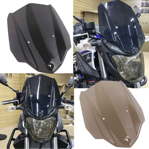 Vista 3 de GLoyer Motorcycle Windshield Compatible with MT 03 MT03 Accessories ABS Windshield WindScreen with Mounting Bracket Compatible with MT-03 2016 2017