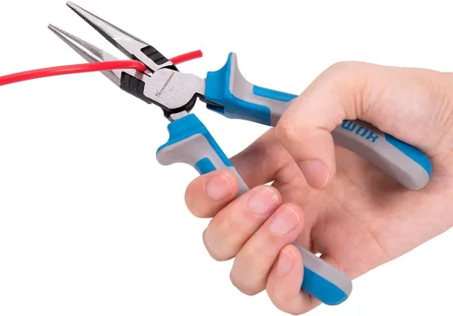 Vista 5 de SPEEDWOX Alicates de punta larga de 6 pulgadas, resistentes que reducen el esfuerzo en un 35% cortadores de alambre multiusos, quitar tornillos