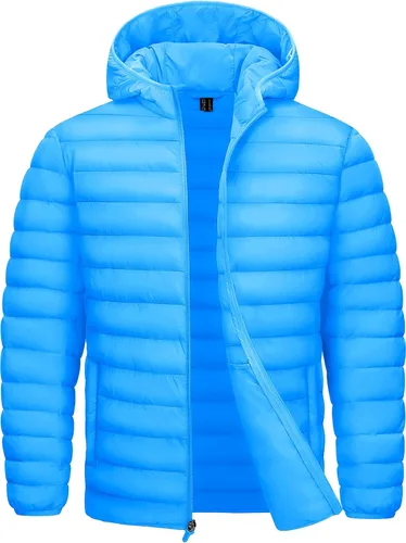 Vista 15 de TACVASEN Chaqueta Puffer Ligera para Hombre con Capucha Resistente al Agua a Prueba de Viento Chaqueta Aislante Acolchada con Forro Abrigos
