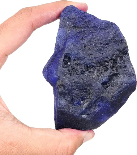 Vista 3 de REAL-GEMS Zafiro azul crudo natural áspero cristal curativo de 1600 quilates zafiro azul piedra preciosa suelta Gema zafiro azul