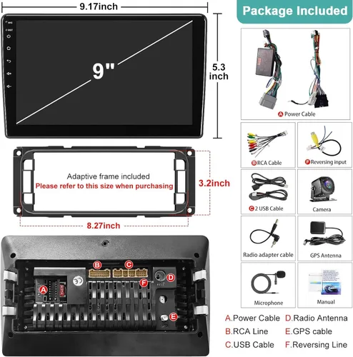 Vista 7 de Radio de coche 4+64G para Jeep Wrangler-2003 2004 2005 2006, para Dodge RAM 1500/2500/3500-2002 2003 2004 2005, estéreo de coche de 9 pulgadas