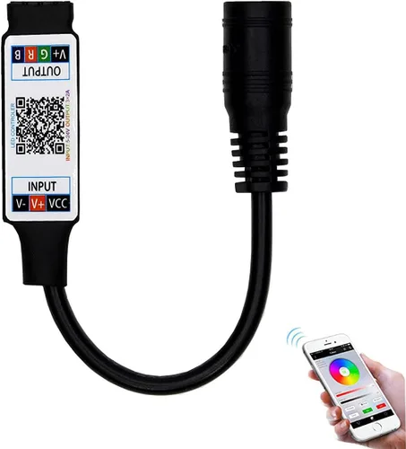 Vista 2 de Mini controlador RGB Bluetooth DC 5V 12V 24V con música, BT, aplicación inteligente, control de tira de luces LED RGB (Mini DC Bluetooth blanco)