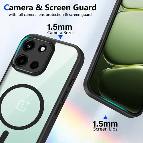 Vista 592 de Funda magnética transparente compatible con Xiaomi 17T, color negro 2 en 1 PC + TPU cubierta de teléfono a prueba de golpes, carcasa protectora