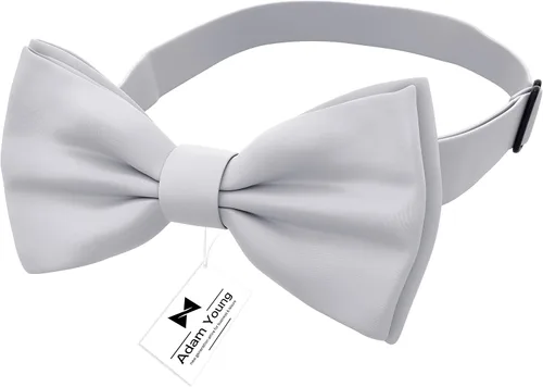 Vista 2 de Adam Young Pajaritas para hombre, estilo formal, de satén, clásico, para esmoquin, seda sintética