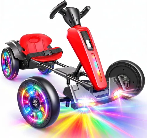 Vista 9 de Hikole Go Kart eléctrico de 12 V para niños a partir de 3 años, plegable Azul
