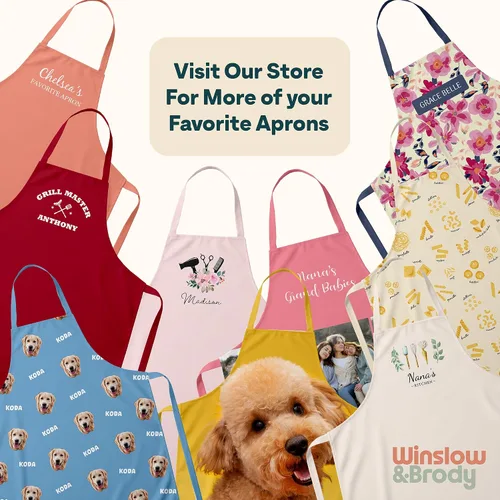 Vista 7 de Winslow & Brody Delantales con fotos personalizados, envío al día siguiente, fabricado en Estados Unidos, regalo para seres queridos, delantal