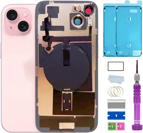 Vista 21 de Reemplazo de vidrio trasero de 14 pulgadas con placa y cable flexible y todas las piezas para iPhone 14 (azul, 6.1 pulgadas) + cinta impermeable +