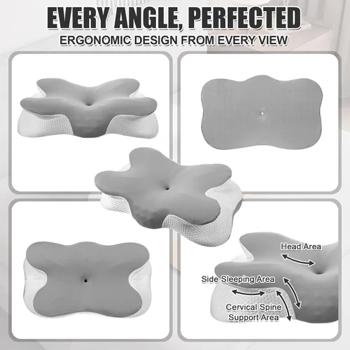 Vista 4 de Novabright Almohada cervical para dormir, 2 fundas de almohada