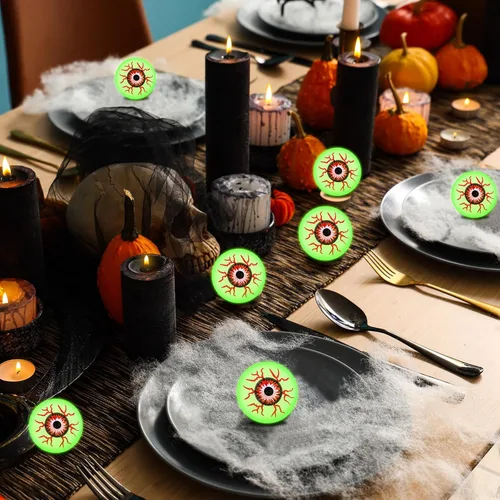 Vista 7 de Chalyna 100 globos oculares brillantes de Halloween de 1.1 pulgadas, bolas rebotantes que brillan en la oscuridad, juguetes luminosos de miedo
