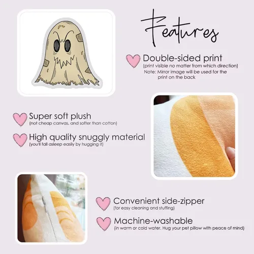 Vista 3 de Almohada de fantasma, relleno de almohada suave con forma de decoración para dormitorio, sala de estar, habitación de niños, sofá, oficina