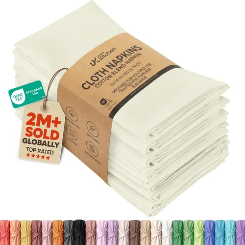 Vista 35 de Utopia Kitchen Servilletas de tela blanca, 12 unidades, 18 x 18 pulgadas, mezcla de algodón absorbente, lavables y reutilizables, para cenas 2-Blanco