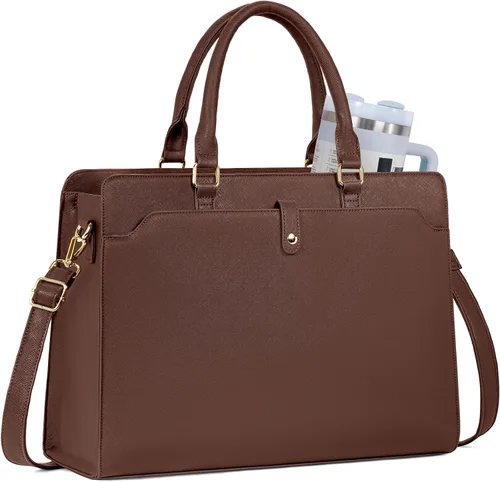 Vista 13 de Laptop Tote Bag for Women, Large Leather Computer Bag for Business Work Beige - Almuerzo